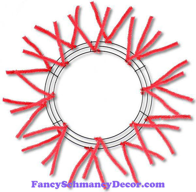 15" Wire, 25"Oad-Pencil Red Work Wreath