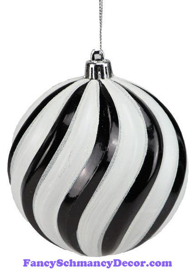 100 Mm Swirl Black White Ball Ornament