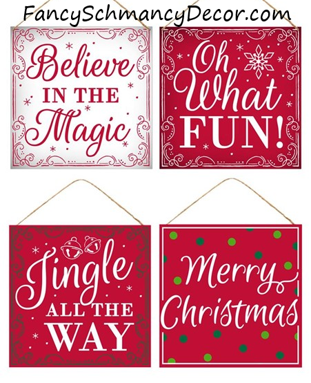 12" Sq Tin Christmas Signs