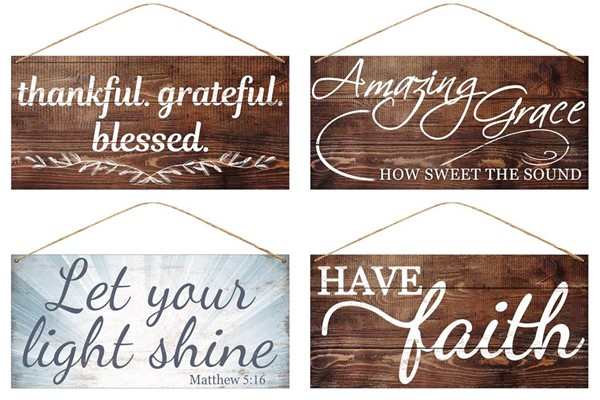 12"L X 6"H Tin Religious Sign