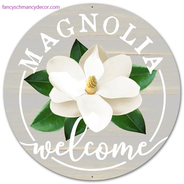 12" Metal Magnolia Welcome Sign