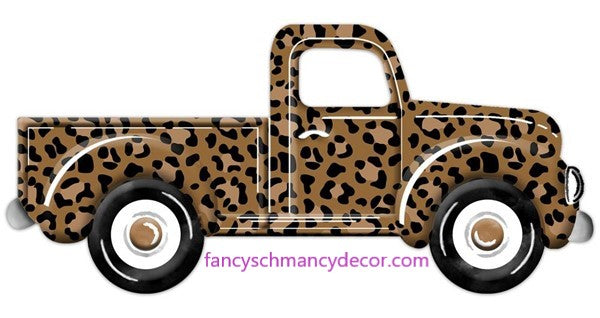 12"Lx5.5"H Metal/Embossed Leopard Truck