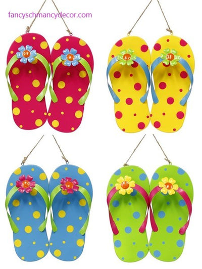 9.75"H Metal Flip Flop Wall Decor