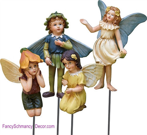 Resin Garden Fairy Pick Assortment of 4 - FancySchmancyDecor