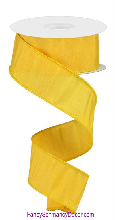 1.5" X 10 yd Faux Golden Yellow Dupioni Wired Ribbon