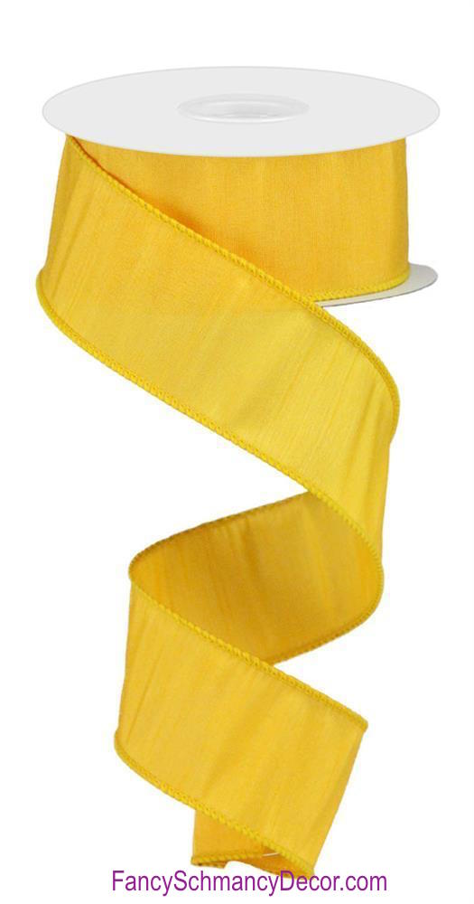 1.5" X 10 yd Faux Golden Yellow Dupioni Wired Ribbon