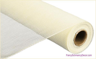 21" x 10 yards Cream White Two Tone Deco Mesh