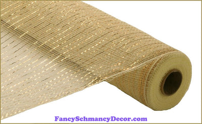 21"X10yd Cream W/Gold Foil Metallic Mesh