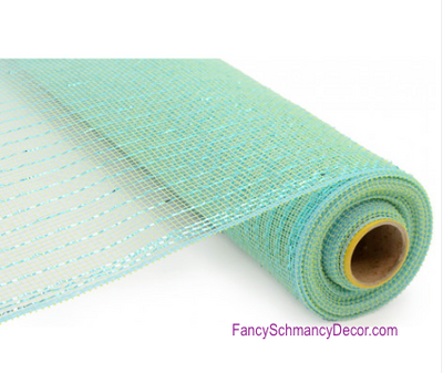 21" x 10 Yards Aquamarine Metallic Deco Mesh