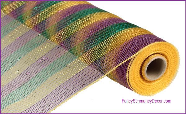 21" Thick Stripe Mardi Gras Deco Mesh