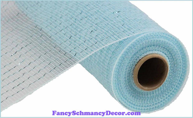 10"X10yd Lt Blue W/Lt Blue Foil Metallic Mesh