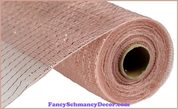 10"X10yd New Rose Gold W/Foil Metallic Mesh