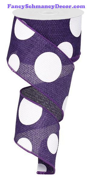 2.5" X 10 yd Purple Giant Multi Dot Faux Burlap Ribbon