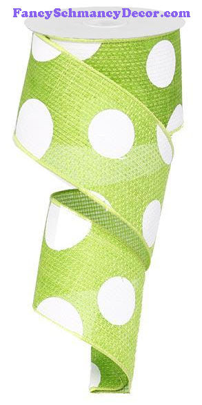 2.5" X 10 yd Lime Giant Multi Dot Faux Burlap Ribbon