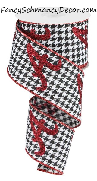 2.5"X10yd Houndstooth Red Glitter "A"