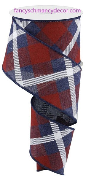 2.5"X10yd Printed Plaid On Royal