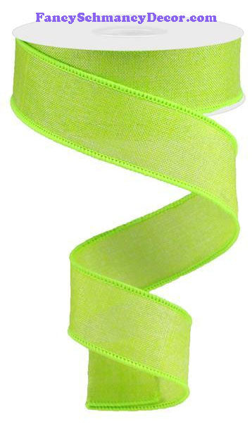 1.5" X 10 yd Shiny Lime Green Royal Solid Burlap Ribbon