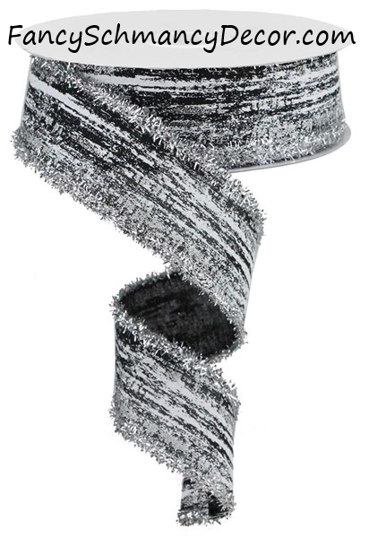 1.5" X 10Yd Glitter/Metallic Streaks/Tinsel Wired Ribbon