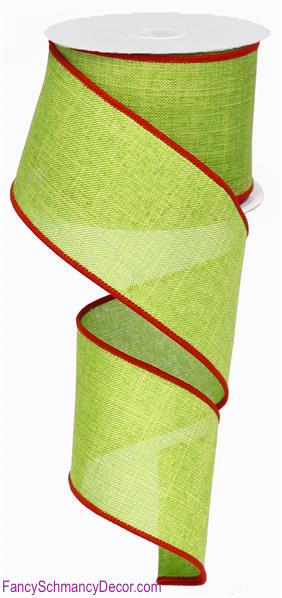 2.5" X 10 yd Royal Burlap Wired Fresh Green/Red Ribbon