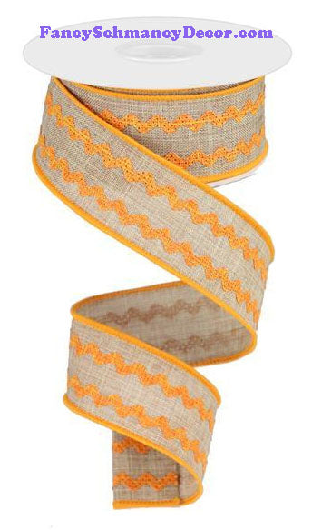 1.5" X 10 yd Light Beige Orange Ricrac Ribbon