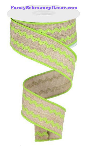 1.5" X 10 yd Light Beige Lime Ricrac Ribbon