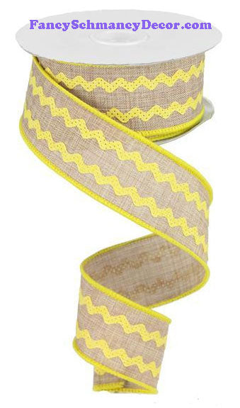 1.5" X 10 yd Light Beige Dark Yellow Ricrac Ribbon
