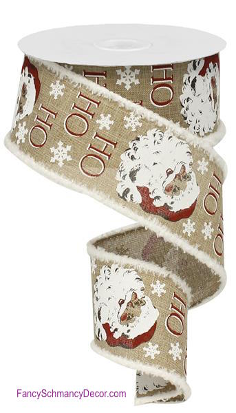 2.5" X 10 yd Vintage Fuzzy Edge Santa Royal Wired Ribbon