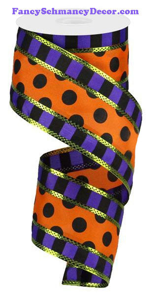 2.5" X1 0 yd 3 In 1 Polka Dot W/Stripes Ribbon