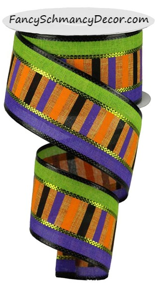 2.5" X 10YD 3 in 1 Horizontal Stripe Wired Ribbon