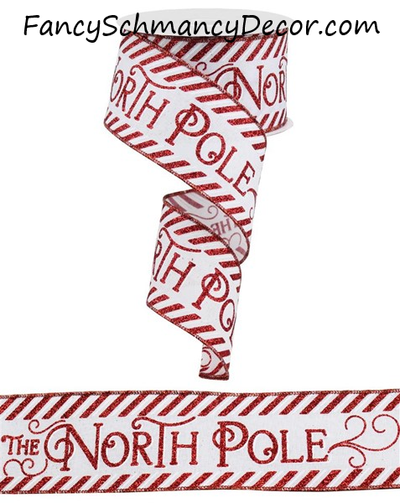 2.5" X 10YD North Pole on Royal Wired Ribbon