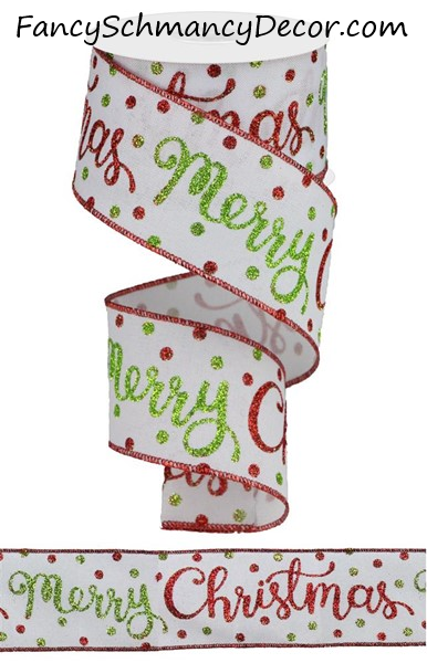 2.5"X10yd Merry Christmas Script/Royal