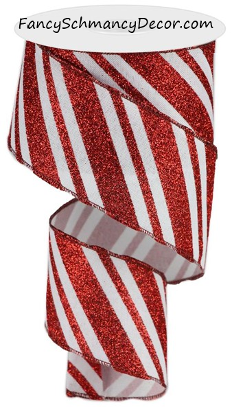2.5"X10yd Diagonal Glitter Stripe/Royal