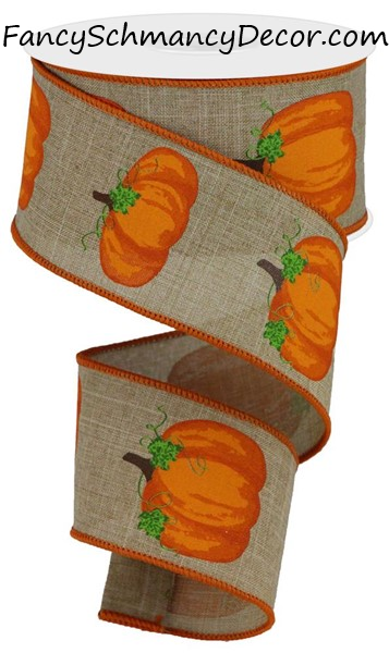 2.5"X10yd Pumpkins W/Leaves On Royal