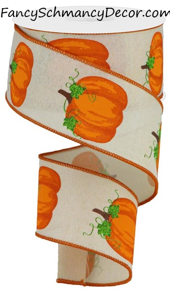 2.5"X10yd Pumpkins W/Leaves On Royal