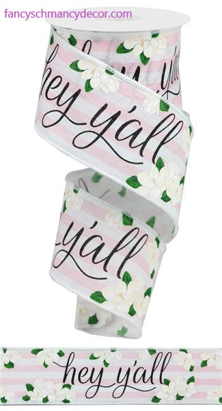 2.5"X10yd Hey Y'all Magnolias on Cotton Ribbon