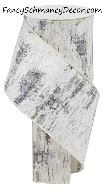 4" X 10 Yd Glitter Birch Bark on Cotton Wired Ribbon
