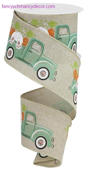 2.5"X10yd Truck with Bunny & Carrots On Royal Ribbon