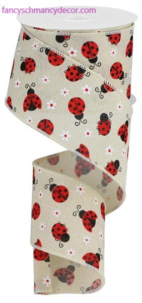 2.5"X10yd Mini Ladybugs On Royal Wired Ribbon