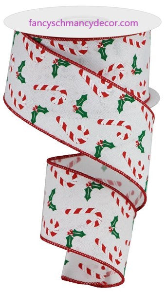 2.5"X10yd Candy Canes/Holly On Royal