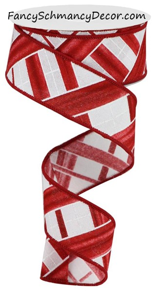 1.5" X 10YD Two Tone Stripe Check/Fuzzy  Wired Ribbon