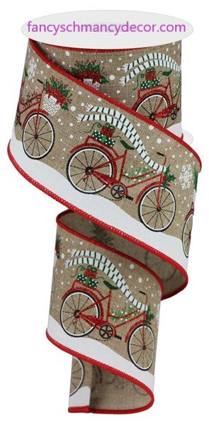 2.5"X10yd Christmas Bicycle On Royal