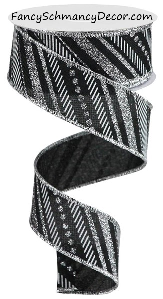 1.5" X 10Yd Multi Diagonal Stripes/Royal Wired Ribbon