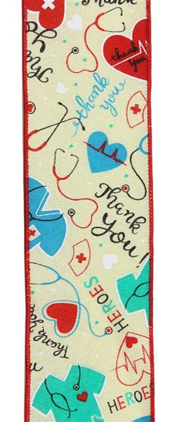 2.5"X10yd Random Health Care/Royal Wired Ribbon