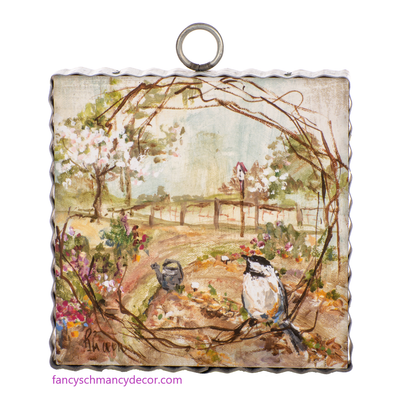 Mini Bird Wreath Print by The Round Top Collection