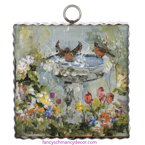 Mini Bird Bath Time Print by The Round Top Collection