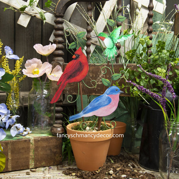 Garden Bluebird, Hummingbird, & Cardinal by The Round Top Collection