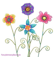 Whimsical Flowers Small Assorted Set 4 Stake by The Round Top Collection S6048 - FancySchmancyDecor - 2