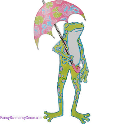 Happy Frog with Umbrella Stake by The Round Top Collection S8011 - FancySchmancyDecor