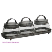 Lidded Jars with Tray by Raz Imports