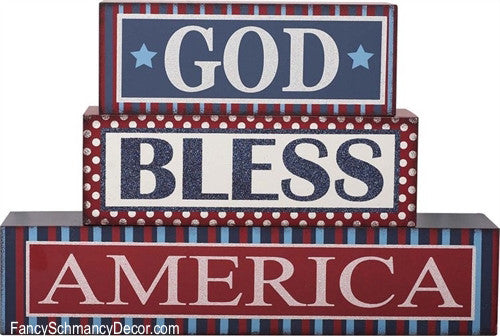 "God Bless America" Decorative Blocks - FancySchmancyDecor